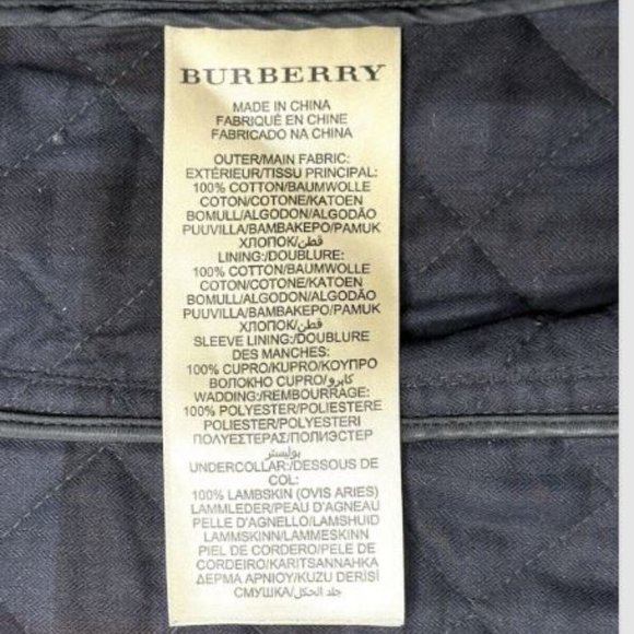 Authentic BURBERRY BRIT Quilted Lamb Leather Sleeve Jacket Quilted Fits a Large - Picture 15 of 16